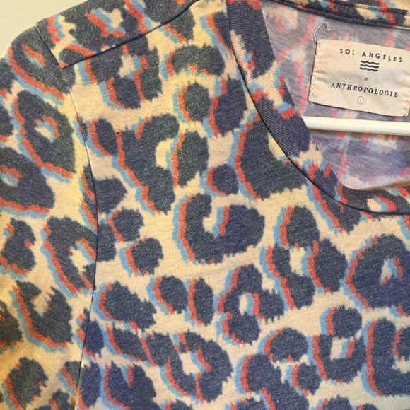 Anthropologie Sol Angeles Leopard Glitch Tshirt - Picture 2 of 3